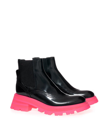 Alexander McQueen Stivaletti Chelsea Suola Rosa Fluo da donna