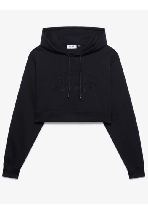 GCDS FELPA LOUNGE LOGO CROP HOODIE da uomo