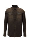 Dolce & Gabbana Camicia in Denim Marrone Delave da uomo