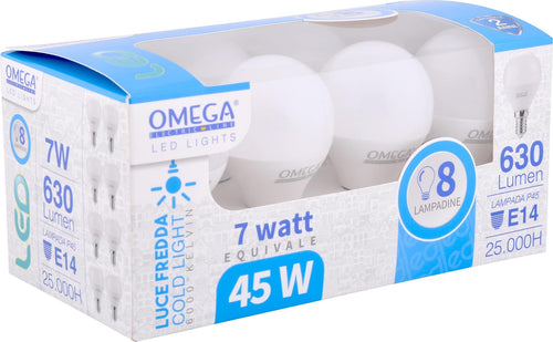 8x Lampadine Sferetta Led P45-7W 6000K 630 Lm E14 Pf>0,5, 25000 Ore. A+, Epistar Chip Inside - 2 Anni Di Garanzia Illuminazione/Lampadine/Lampadine a LED Non solo alimenti - Albano Laziale, Commerciovirtuoso.it