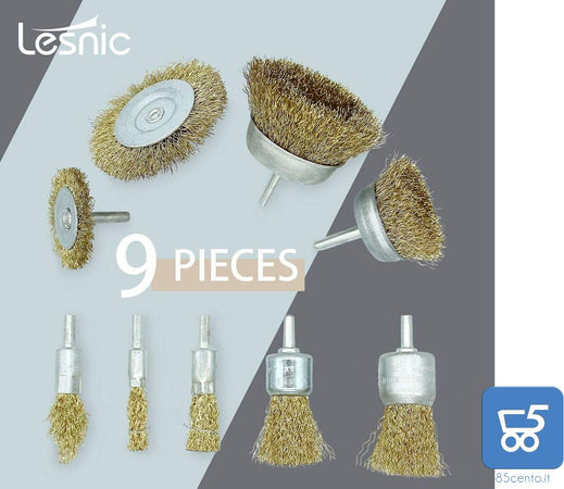 9 Pezzi Spazzola Metallica di Ferro per Trapano con Codolo 6mm per Rimozione Ruggine Corrosione Vernice Lesnic