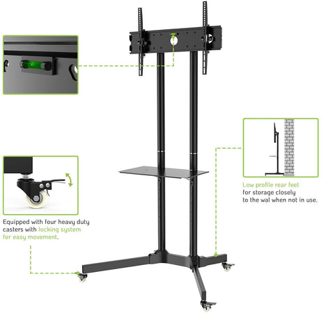 Carrello Supporto Pavimento Porta TV LCD/LED/Plasma 30''-65'' Mensola