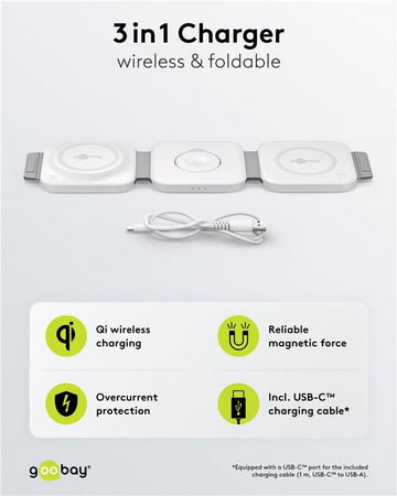 Caricatore Qi Wireless Caricabatterie 3in1 Stazione di Ricarica Pieghevole 15W