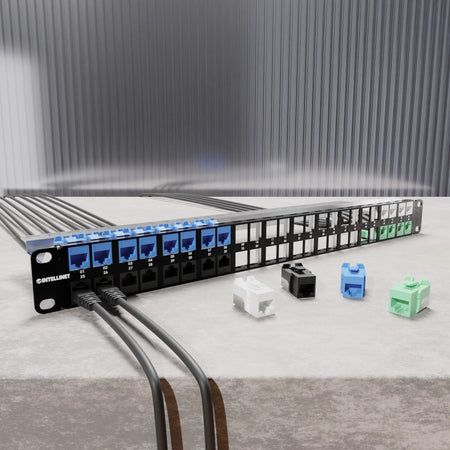 Frutto Keystone Slim Cat.6 per Cavo Rigido con Supporto Punch-Down 25 pz Blu