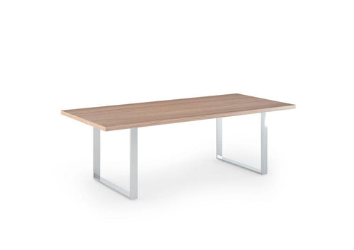 Tavolo da riunione rettangolare con fianchi in metallo effetto cromato cm. 220x100x74h