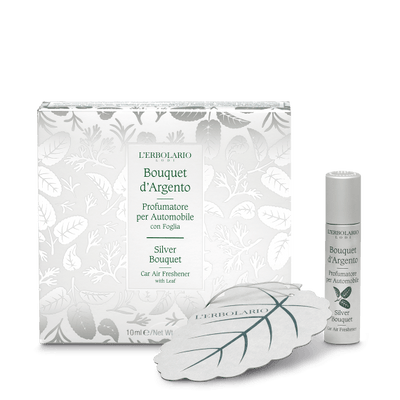 Profumatore auto con foglia bouquet d'argento