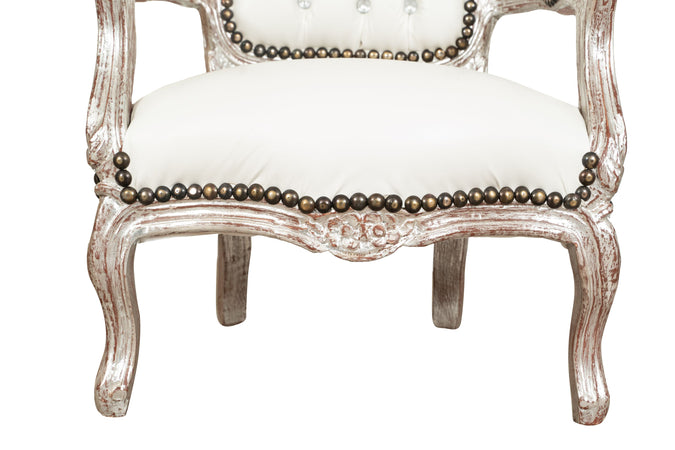 Biscottini Poltrona bambino Luigi XVI Biscottini legno faggio intaglio foglia argento