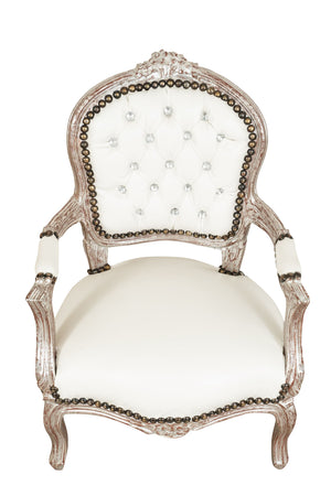 Biscottini Poltrona bambino Luigi XVI Biscottini legno faggio intaglio foglia argento