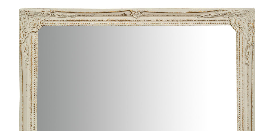Biscottini Specchio Specchiera da parete e appendere verticale/orizzontale L50xPR4xH140 cm finitura bianco anticato