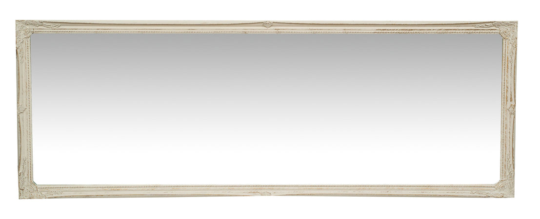 Biscottini Specchio Specchiera da parete e appendere verticale/orizzontale L50xPR4xH140 cm finitura bianco anticato