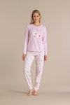 Pigiama donna in cotone con maglia a manica lunga e pantalone lungo con stampa - Noi di notte 9008