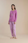 Pigiama donna in cotone con maglia a manica lunga e pantalone lungo con stampa - Noi di notte 9008