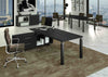 Scrivania direzionale con mobile di servizio portante e gambe metalliche cm. 195/225x170x74h