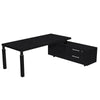 Scrivania direzionale con mobile di servizio portante e gambe metalliche cm. 195/225x170x74h
