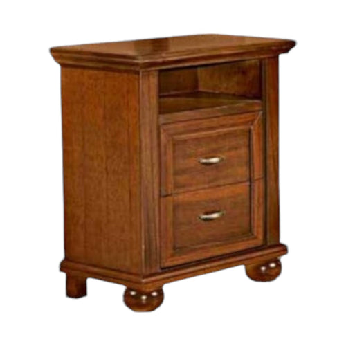 MOBILI 2G - Comodino classico 2 cassetti In Legno tinta noce 57x35x60