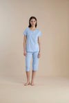 Pigiama donna mezza manica pinocchietto 100% cotone – Noi di notte 9041