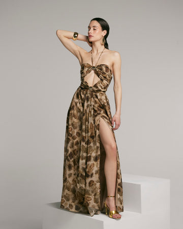 Abito in cotone fantasia animalier