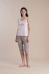 Pigiama donna in cotone top spalla larga e pantalone pescatore - Noi di notte 9052