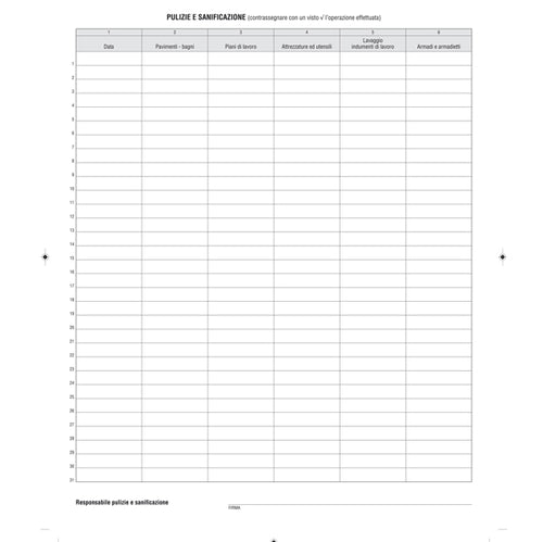 Registro Pulizia E Sanificazione In Azienda 40 Pagine F.To 31X24,5 E2431 Edipro