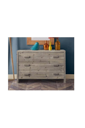 MOBILI 2G - CASSETTIERA 3 CASSETTI GRIGIO IN LEGNO MASSELLO ABETE 116x53x98