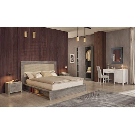 MOBILI 2G - CASSETTIERA 3 CASSETTI GRIGIO IN LEGNO MASSELLO ABETE 116x53x98