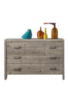 MOBILI 2G - CASSETTIERA 3 CASSETTI GRIGIO IN LEGNO MASSELLO ABETE 116x53x98