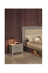 MOBILI 2G - COMODINO CORTINA 2 CASSETTI LEGNO GRIGIO DI ABETE 55X40X45