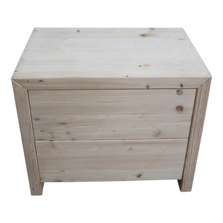MOBILI 2G - COMODINO CORTINA 2 CASSETTI LEGNO GRIGIO DI ABETE 55X40X45