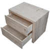 MOBILI 2G - COMODINO CORTINA 2 CASSETTI LEGNO GRIGIO DI ABETE 55X40X45