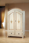 MOBILI 2G - Armadio shabby 2 porte legno bianco anticato filo arancione 125x61x200