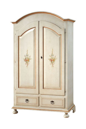 MOBILI 2G - Armadio shabby 2 porte legno bianco anticato filo arancione 125x61x200