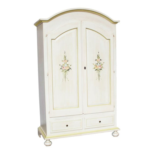 Armadio shabby 2 porte legno bianco anticato filo verde 125x61x200