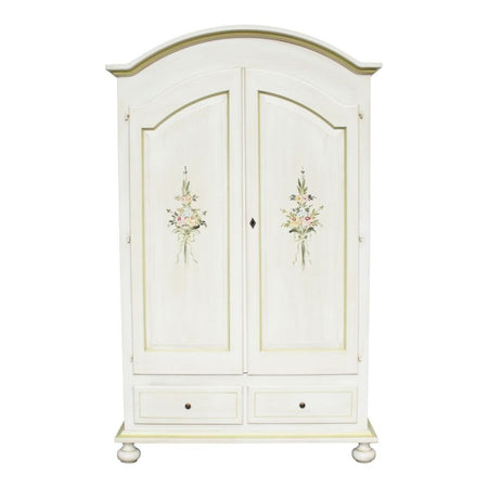 Armadio shabby 2 porte legno bianco anticato filo verde 125x61x200