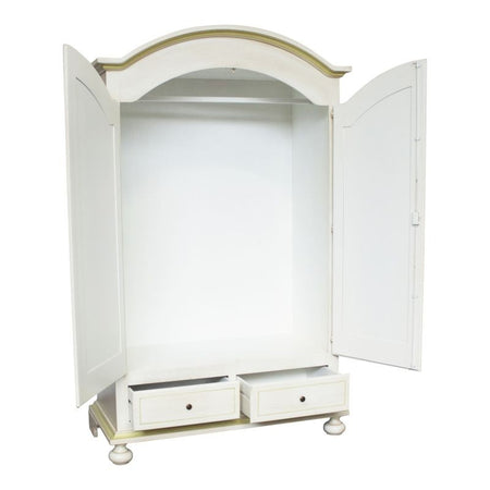 Armadio shabby 2 porte legno bianco anticato filo verde 125x61x200