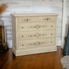 MOBILI 2G - Cassettiera 5 cassetti legno shabby avorio anticato decori 117x51X101