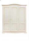 Armadio 3 ante legno shabby avorio anticato decori filo arancione 158x56X197