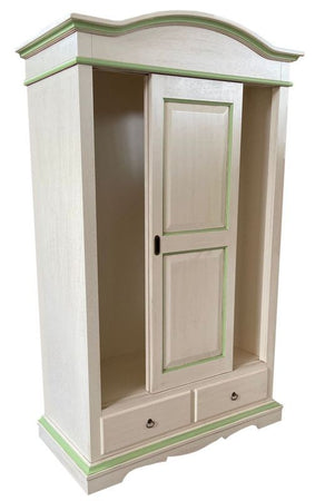 Armadio 2 ante scorrevoli legno shabby avorio anticato filo verde 122X59X200