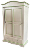 Armadio 2 ante scorrevoli legno shabby avorio anticato filo verde 122X59X200