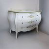MOBILI 2G - Cassettiera 3 cassetti legno shabby bianco anticato decori filo verde 116x42X85