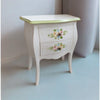 MOBILI 2G - Comodino Legno shabby bianco anticato decori filo verde 50x30x60