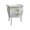 MOBILI 2G - Comodino Legno shabby bianco anticato decori filo verde 50x30x60