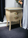 MOBILI 2G - Comodino Legno shabby avorio anticato decori filo azzurro 50x30x60