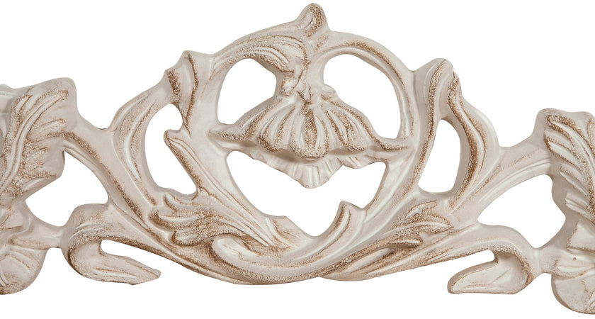 Biscottini Sopraporta in legno finitura bianco anticato L75xPR5,5xH24 cm Made in Italy