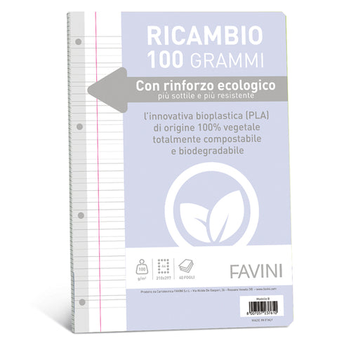 Ricambi C/Rinforzo Ecologico F.To A4 100Gr 40Fg Rigo Di 3A Favini