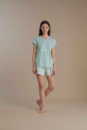 Pigiama donna manica corta pantaloncino100% cotone – Noi di notte 9074