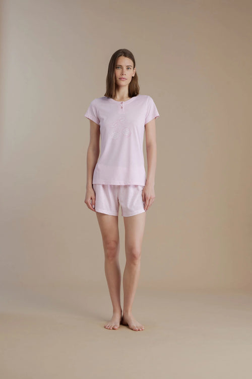 Pigiama donna manica corta pantaloncino100% cotone – Noi di notte 9074
