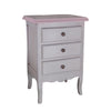 MOBILI 2G - Comodino 3 cassetti legno shabby bianco anticato decori filo rosa 42x34x64