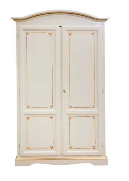 Armadio 2 ante legno shabby avorio anticato decorato filo arancione 107X55X197