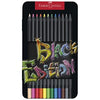Faber Castell, Astuccio in metallo con 12 matite colorate Black Edition