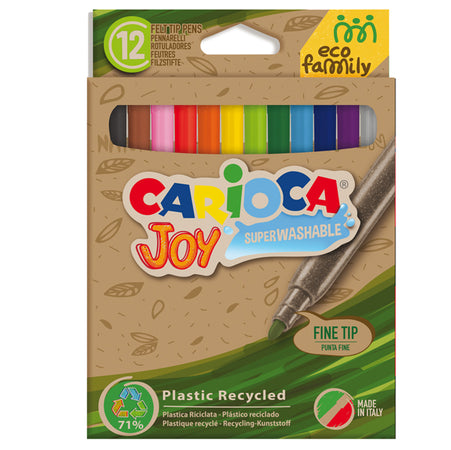Scatola 12 Pennarelli Joy Eco Family Lavabili Colori Assortiti Carioca
